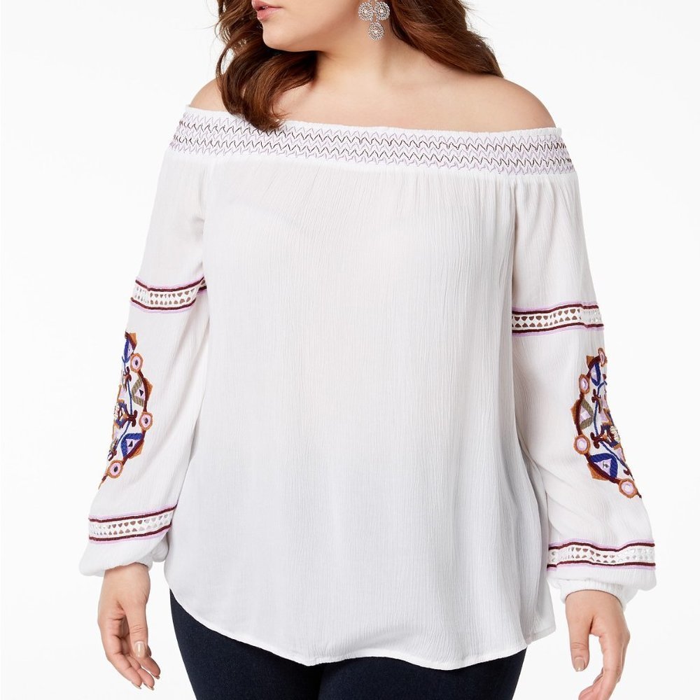 INC Off the Shoulder Embroidered Blouse Size XL